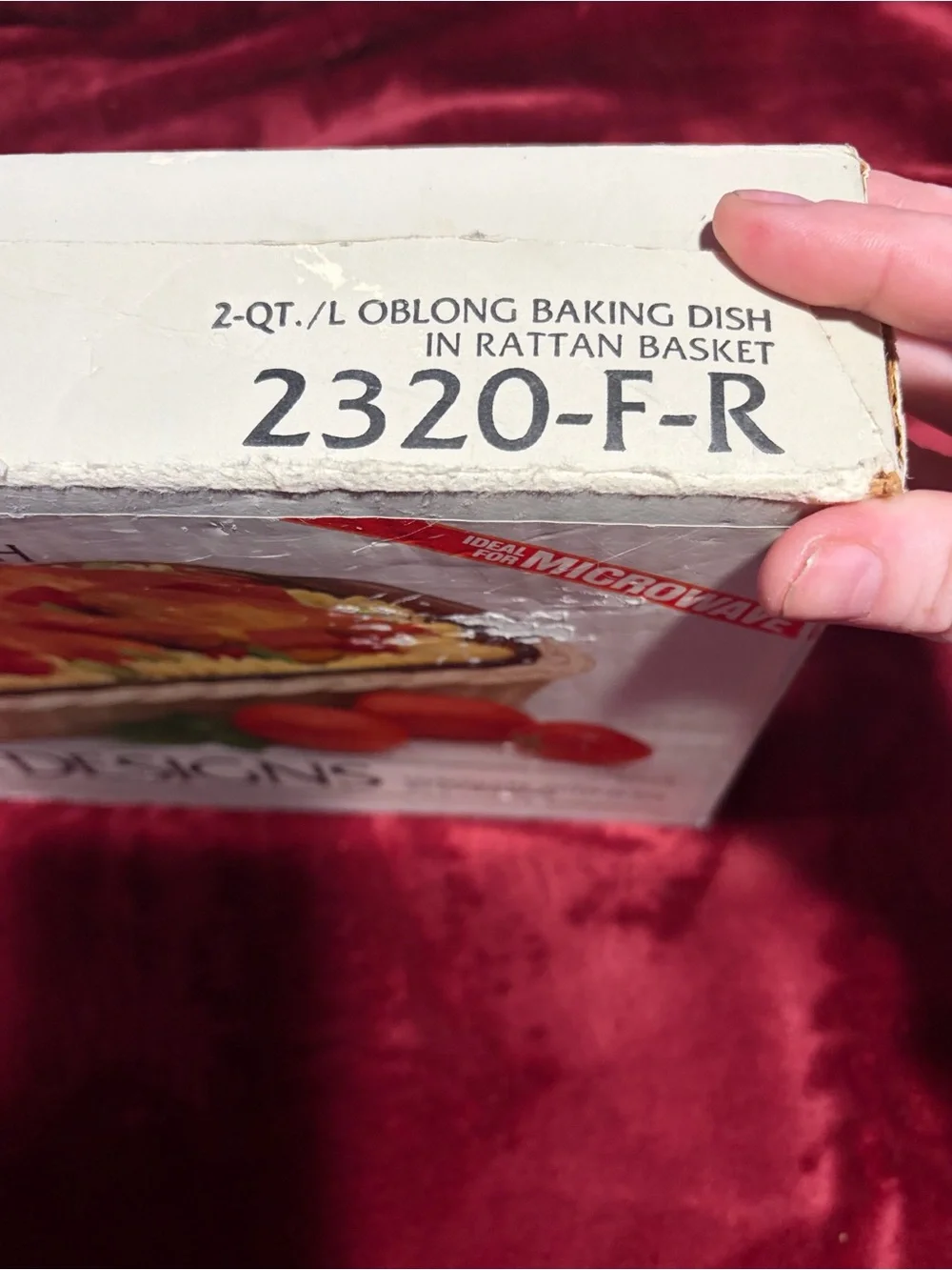 NIB NOS Vintage Pyrex Oblong Baking Dish in Battan Basket